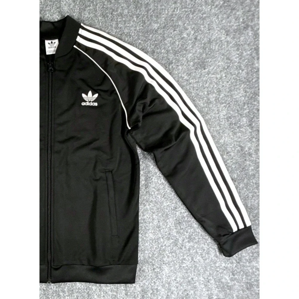 Adidas Originals SST Track Jacket Youth Large Black 13-14Yrs White Full Zip NWT